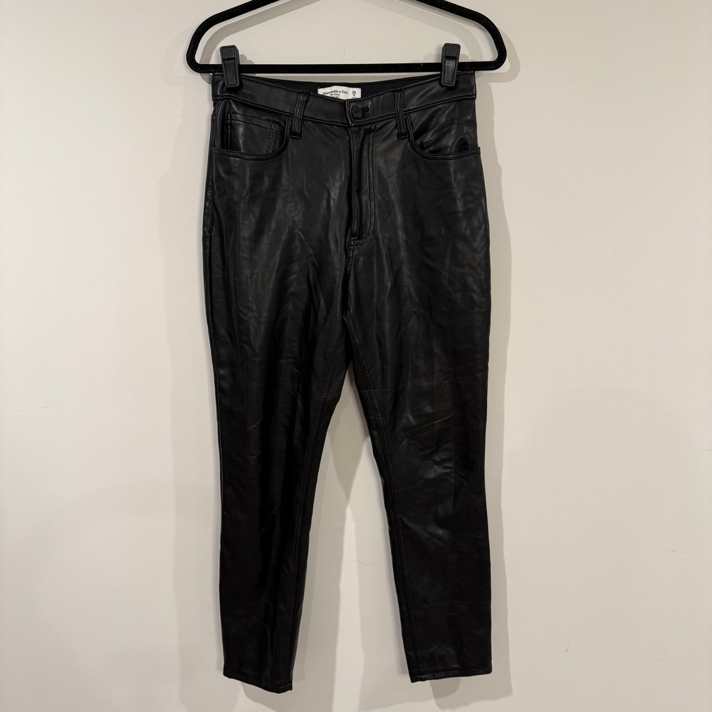 ABERCROMBIE & FITCH The Skinny High Rise Black Faux Leather Pants Women‎ Size 28